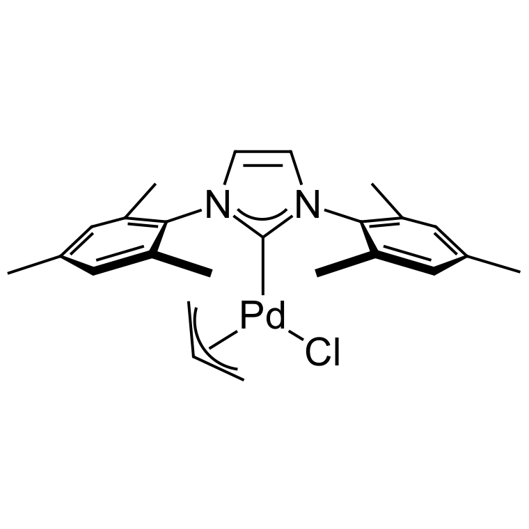 Chemical structure of IMes-Pd(allyl)Cl, CAS #478980-04-0